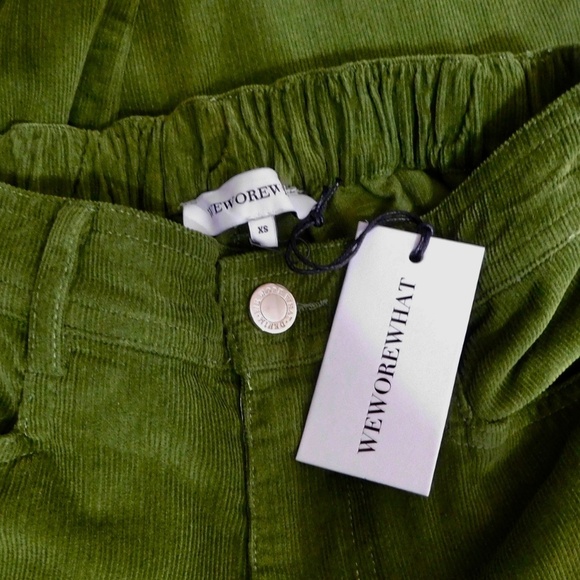 NWT!! WEWOREWHAT Elastic Back Corduroy Pants Basil Green Preppy Academia X-Small - Picture 11 of 16